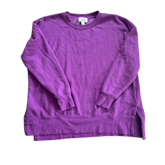 Kersh Purple Sweatshirt • Size L • Crew Neck Long Sleeve Cotton Blend Side Slits - Picture 1 of 4